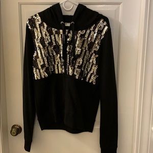 PINK sparkly Zip-up Hooded Sweatshirt